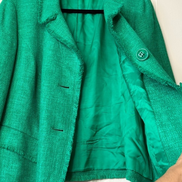 Lafayette 148 Shamrock Tweet Blazer Women Plus Size 14 Preppy Career Formal - Picture 5 of 14